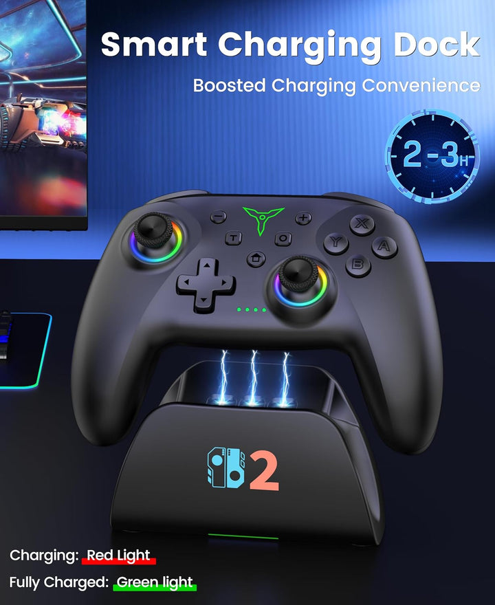 Switch 2 Controller für Switch/OLED/Lite,RGB Lichteffekte Programmierung Pro Controller Wireless mit