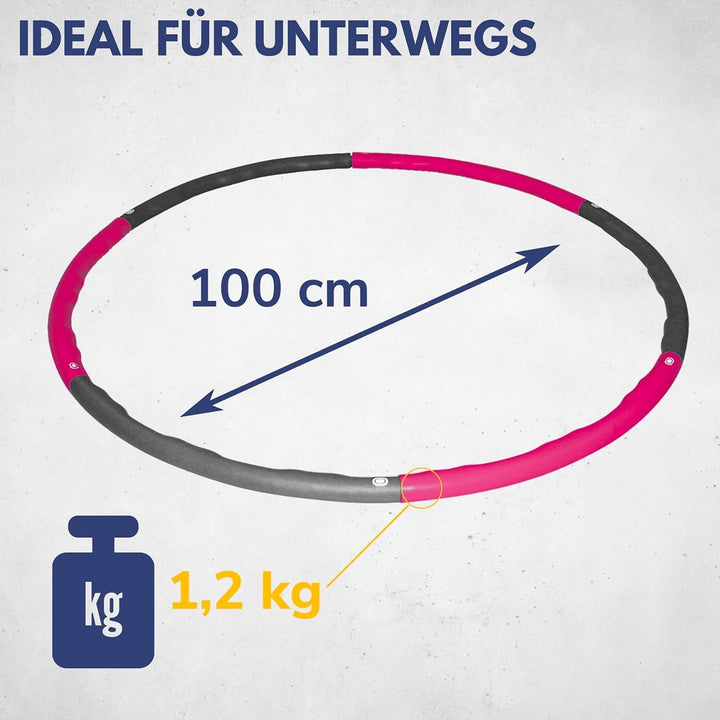 Best Sporting Hoop Fitnessreifen 100cm I 6-teilig I steckbar I Hula Hoop mit Gewicht I Zum Abnehmen