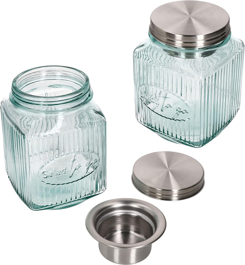 MamboCat 6tlg Set Salat to Go Vorratsglas 1 L I Aufbewahrungsbehälter für Salat I 100% recyceltes Gl