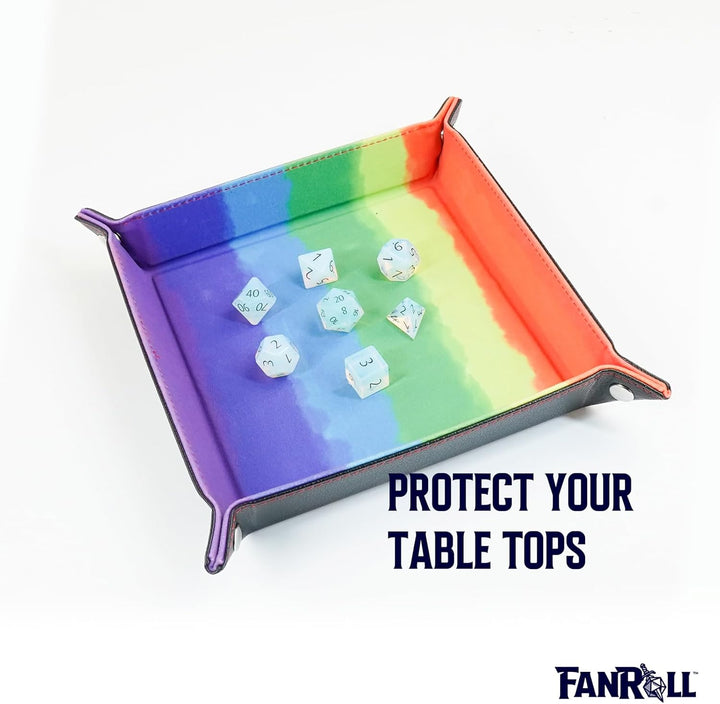 Metallic Dice Games LIC538 10 x 10 in. Velvet Folding Dice Tray44; Watercolor Rainbow Aquarell Regen