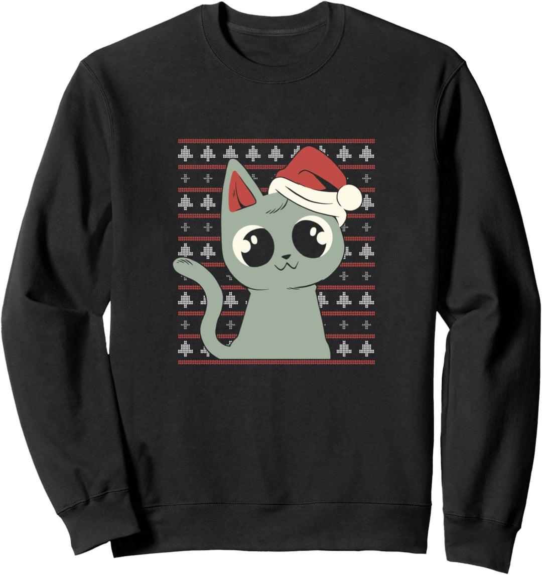 Hässliches Weihnachtspullover Design mit süsser Katze Sweatshirt