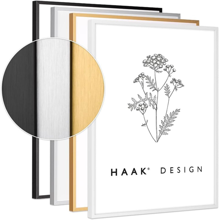 HaakDesign schmaler Bilderrahmen Alena Aluminium Alubilderrahmen 60 x 80 cm Gold Fotorahmen, Geschen