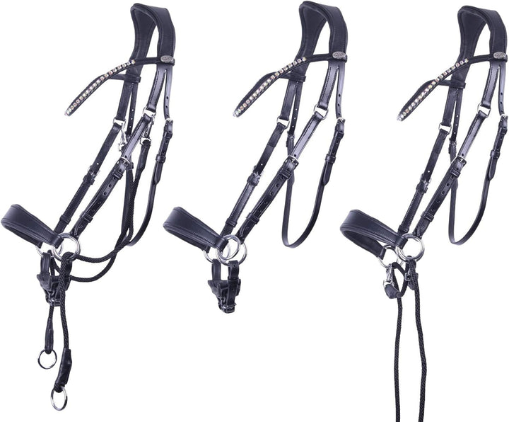 QHP Gebisslose trense Sunna - Size Pony Pony Schwarz, Pony Schwarz