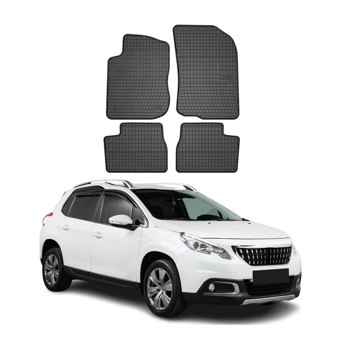 OMAC Gummi Fussmatten kompatibel mit Peugeot 2008 2013-2019 Automatten Gummi TPE Schwarz 4X Fussmatt