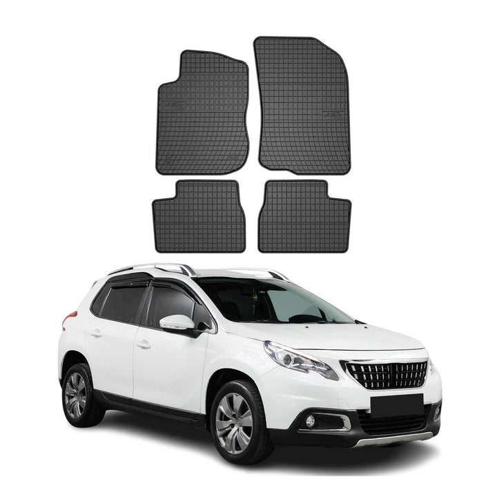 OMAC Gummi Fussmatten kompatibel mit Peugeot 2008 2013-2019 Automatten Gummi TPE Schwarz 4X Fussmatt