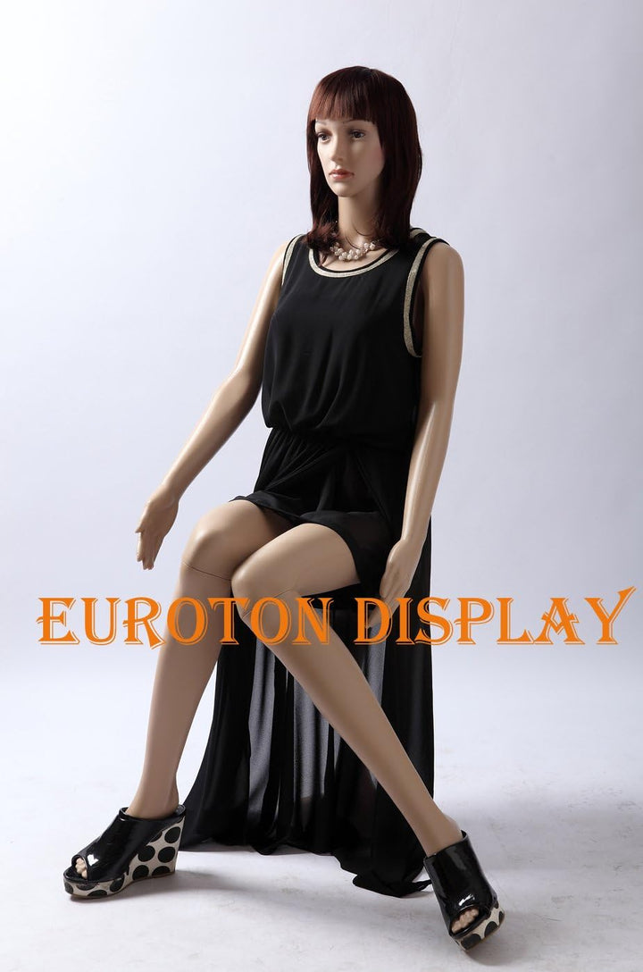 EurotonDisplay sitzende Schaufensterpuppe mit 2 Perücken gratis SF-6 beweglich