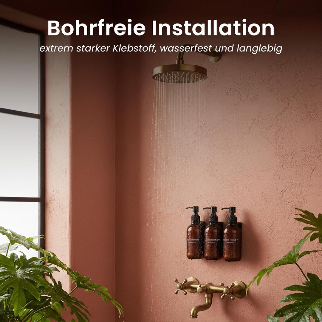 MaisoNovo Shampoo Flaschen zum befüllen – Duschseifen Seifenspender Wandbefestigung – 500 ml Set mit