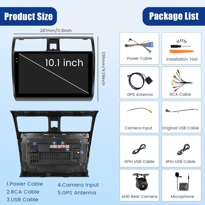 [4G+128G] Inefala Android 15 Autoradio für Suzuki Swift 2005-2010 mit Wireless Carplay Android, 10 Z