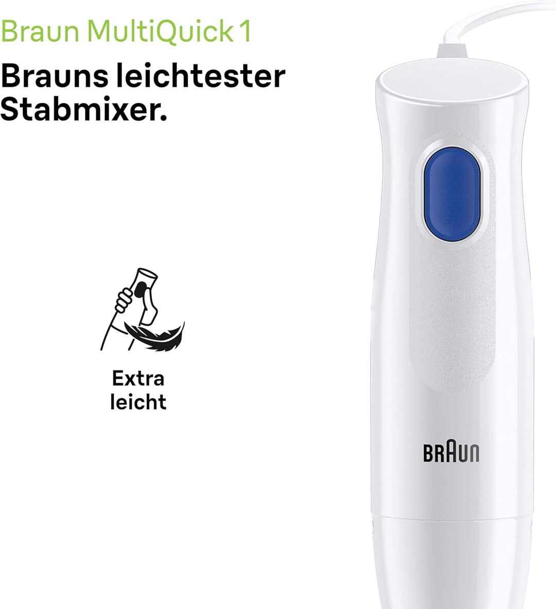 Braun Stabmixer MQ10.001M MultiQuick 1 - Extra Leichter Pürierstab mit Edelstahl-Mixfuss und EasyTwi