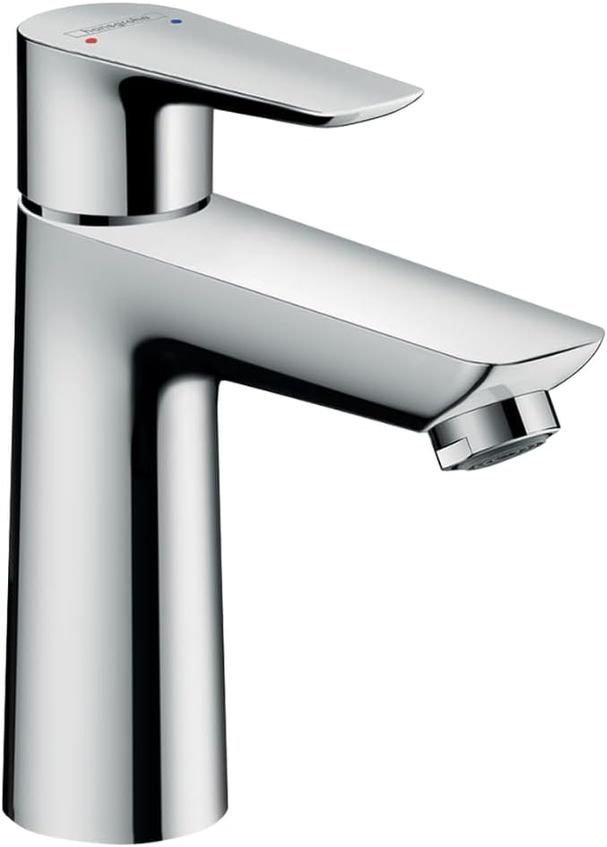 hansgrohe Waschtischarmatur Talis E, Wasserhahn Bad mit Auslauf Höhe 110 mm, ohne Ablaufgarnitur, Ba