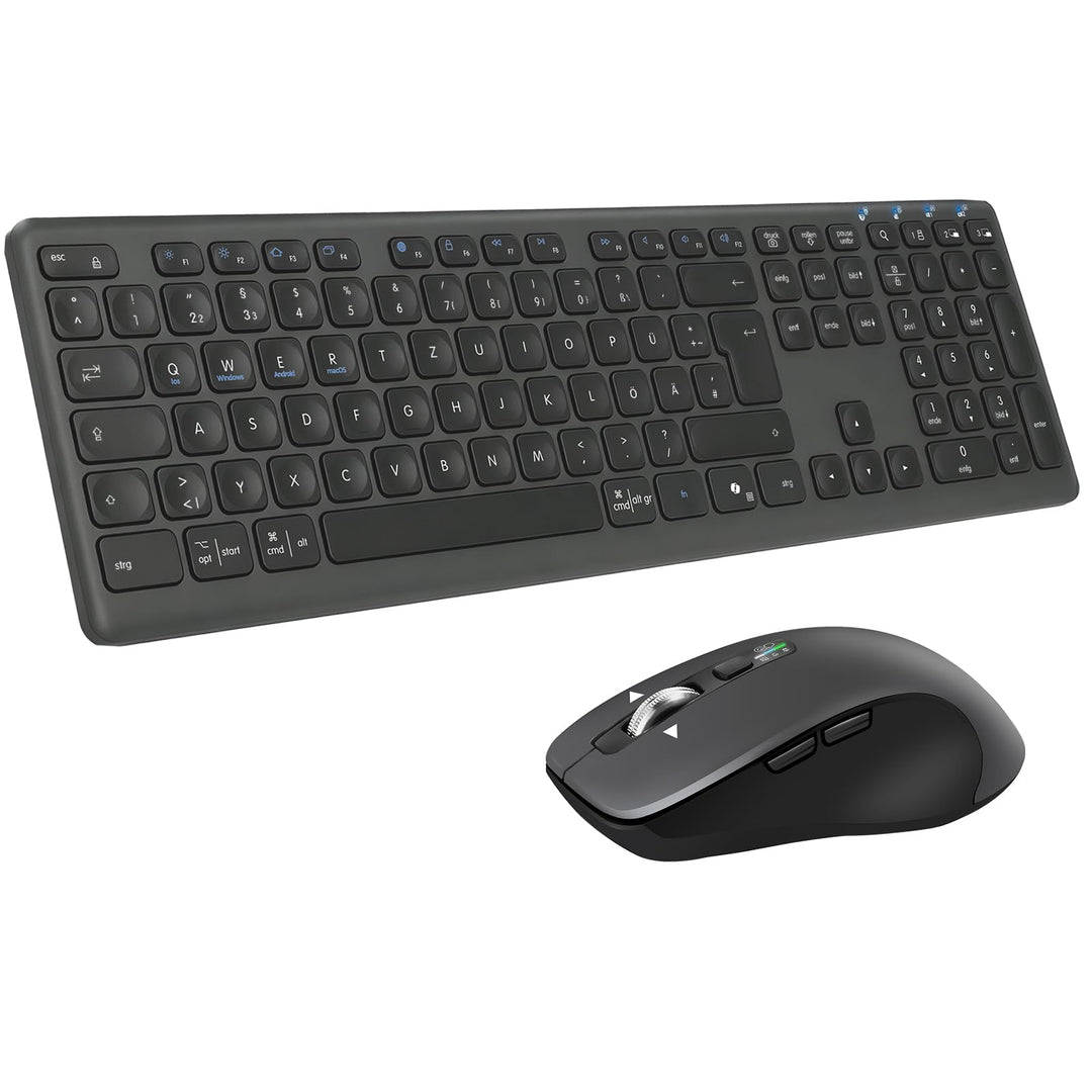 CITLLA M9300 Kabelloses Tastatur Maus Combo, 2-in-1 USB Empfänger und Zwei Bluetooth, 18-Monate Batt