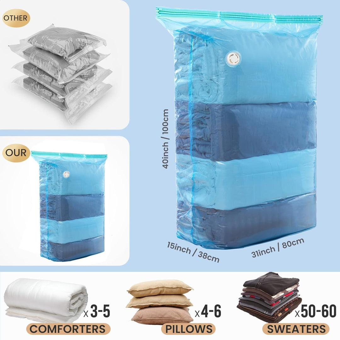 TAILI Vakuumbeutel für Kleidung Gross Würfel, 4 Jumbo Vakuumbeutel für Bettdecken Vacuum Bags for Cl