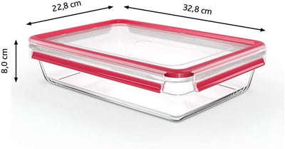 Emsa N10412 Clip & Close Glas Frischhaltedose | 3 L | stapelbar | gefrierfest | backofenfest | mikro