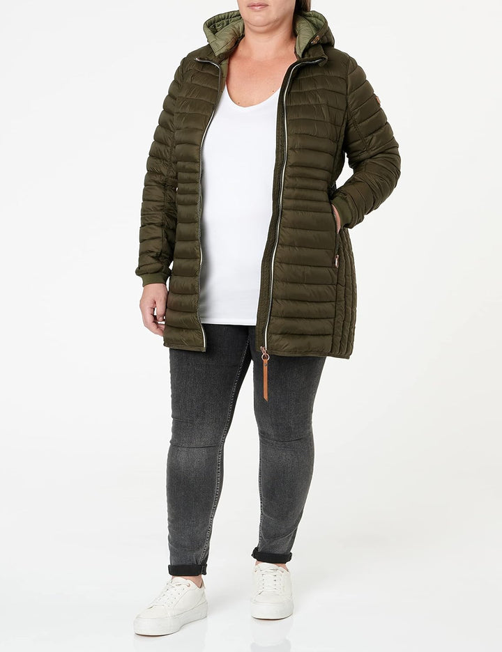 camel active Damen Leichter Wasserabweisende Steppmantel mit Abnehmbarer Kapuze Jacket 34 Khaki, 34
