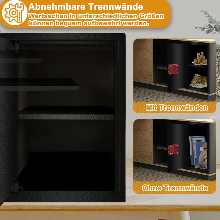Tresor Safe Möbeltresor Feuerfest &amp; Wasserdicht (35x31x50 cm - XL) mit 2 Schlüsseln Geldschrank für