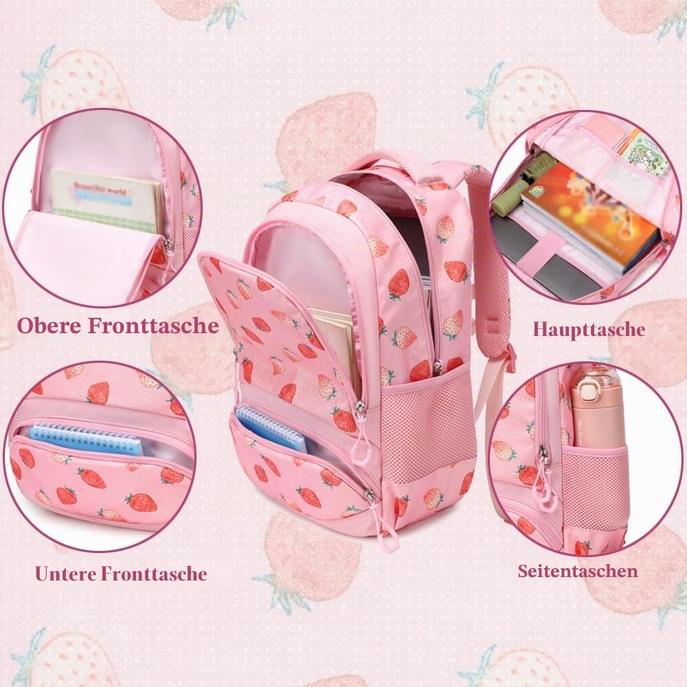 Schulrucksack Kinder Mädchen Grundschule Schultaschen Sets für Mädchen Kinderrucksack Daypack Gross