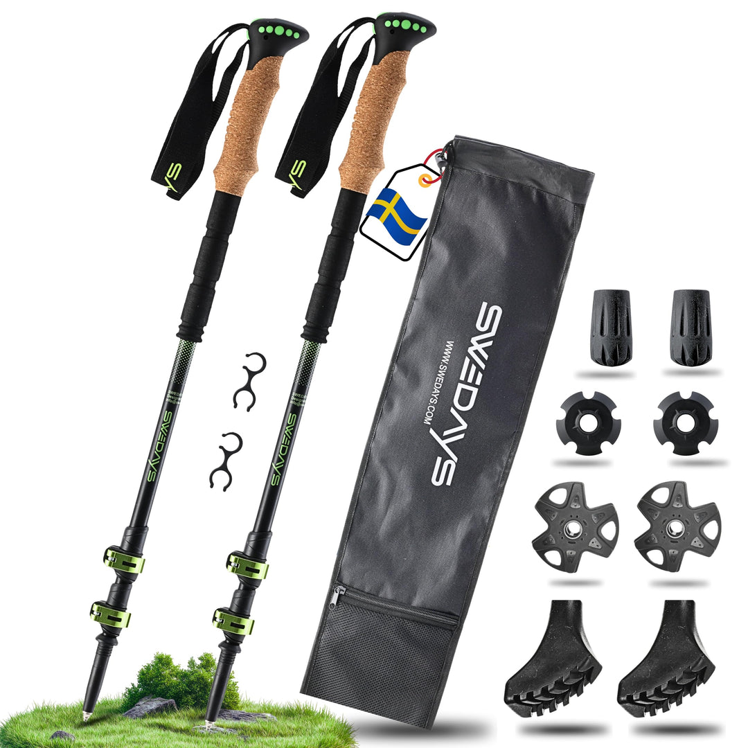 Wanderstöcke Teleskop aus Carbon & Aluminium - Nordic Walking Stöcke mit Korkgriff für Damen & Herre