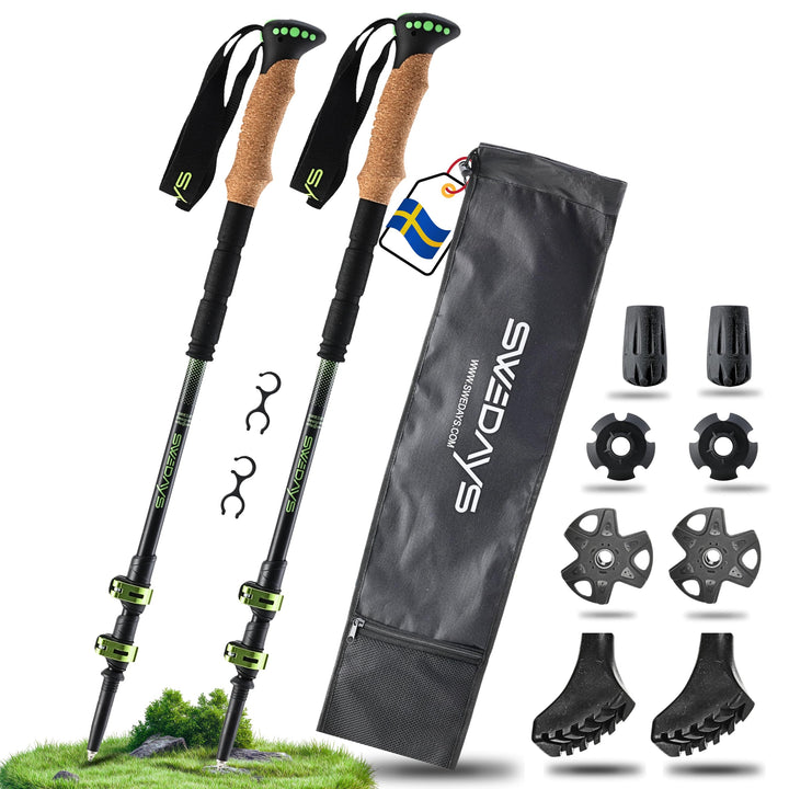 Wanderstöcke Teleskop aus Carbon & Aluminium - Nordic Walking Stöcke mit Korkgriff für Damen & Herre