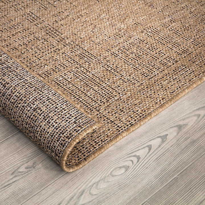 Paco Home Outdoor Teppich wetterfest & langlebig Flachgewebe in moderner Jute-Sisal-Optik in Naturtö
