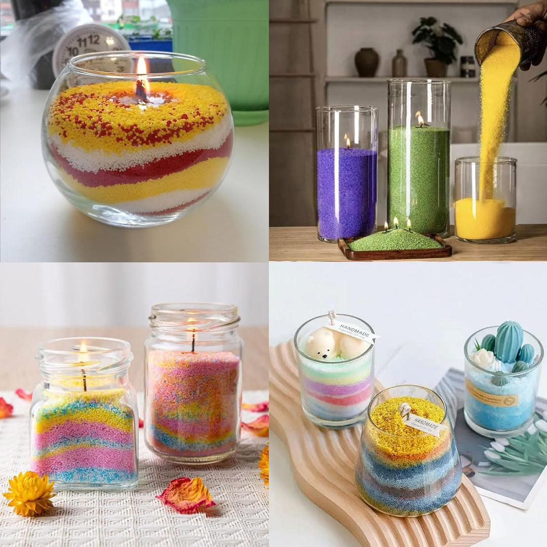 Kerzensand mit Docht Set 500g. 5 colors-Kerzen sand perlenkerzen mit Dochten, Mischbecher, Löffel, h