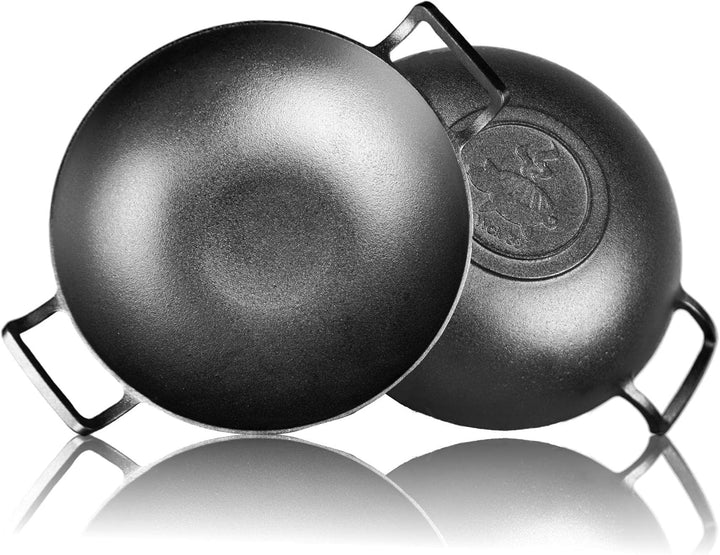 Grillschweine Wok (36 cm) - Gusseiserne Pfanne - Dutch Pfanne für den Grill