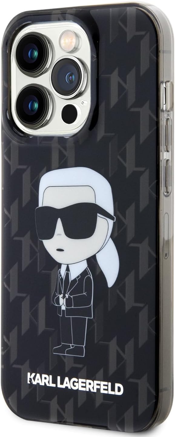 CG MOBILE Karl Lagerfeld IKonIK Monogramm Hard Case Für iPhone 15 Pro Max (Schwarz), Schwarz