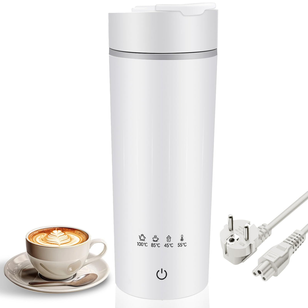 Tragbare Elektrische Wasserkocher 380ml, 4 Temp.-Stufen, Mini Reise-Kanne Edelstahl-Innenbehälter fü