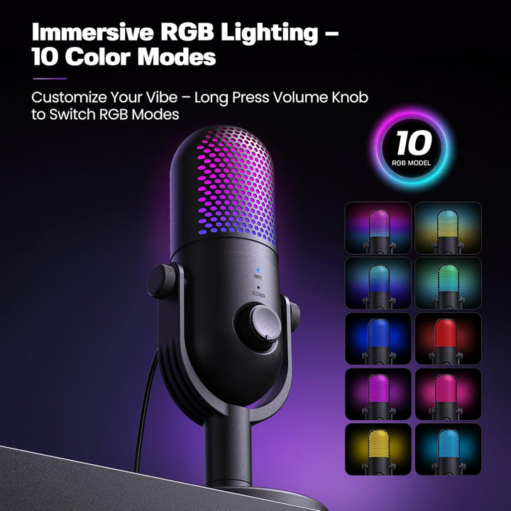 USB Mikrofon PC Gaming RGB: Microphone PC Schwarz - Gaming Zubehör PS4 & PS5 - Gaming Mic mit Stumm