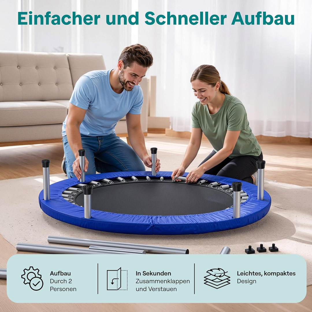 SereneLife Portable & Foldable Trampoline - 40' in-Home Mini Rebounder with Adjustable Handrail, Fit