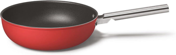 Smeg, CKFW3001RDM, Antihaft-Wok, Durchmesser 30 cm, ergonomischer Edelstahlgriff, für alle Herdarten