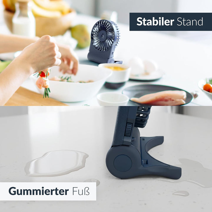 ARCTIC Summair 2Go (blau) - Wiederaufladbarer Handventilator mit Standfuss | Stufenlos regelbar, 4-7