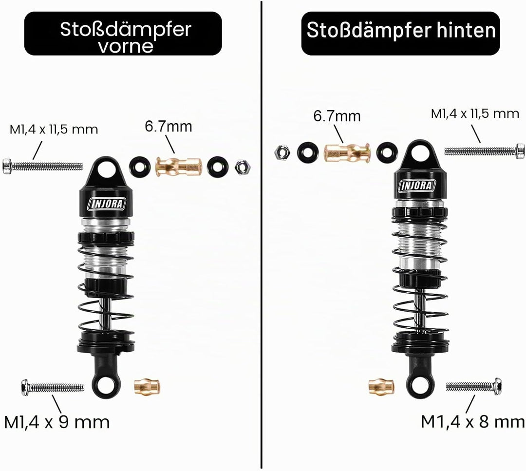 INJORA Aluminium Öldämpfer Stossdämpfer für 1/24 Buggy Losi Micro-B (Vorne & Hinten)