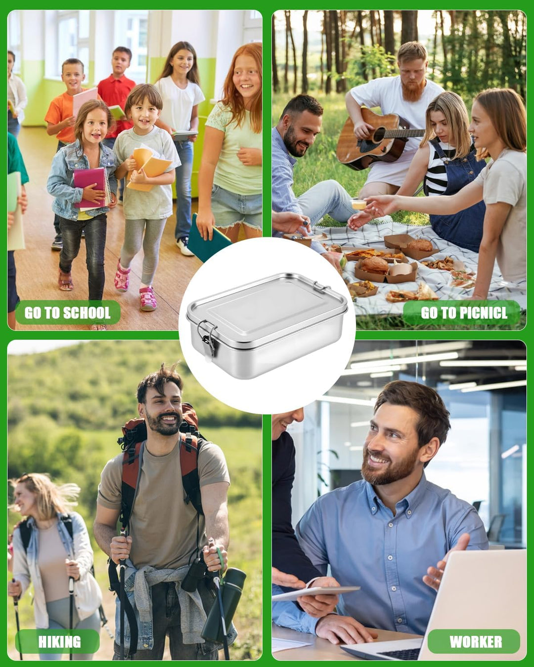 1400ml Edelstahl Brotdose Lunchbox Erwachsene Edelstahl Brotbox Inox mit Trennwand, Auslaufsicher, m