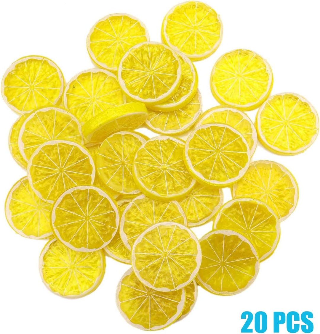 Woohome 30 Stück Künstliche Fruch Künstliche Limetten Künstliche Zitronenscheiben Deko Gefälschte Zi
