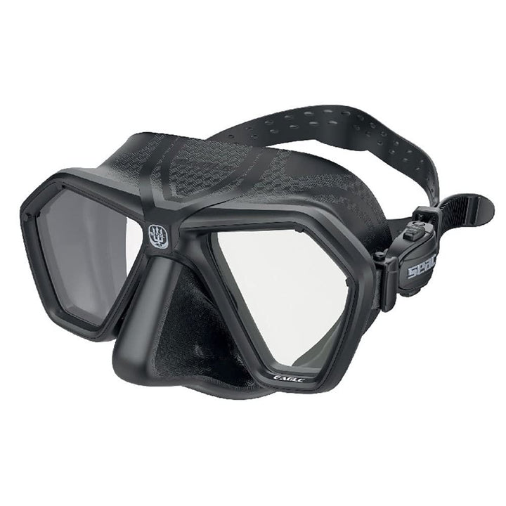 SEAC Eagle, kompakte, kleinvolumige Maske für Tauchen, Freitauchen und Speerfischen Schwarz, Schwarz