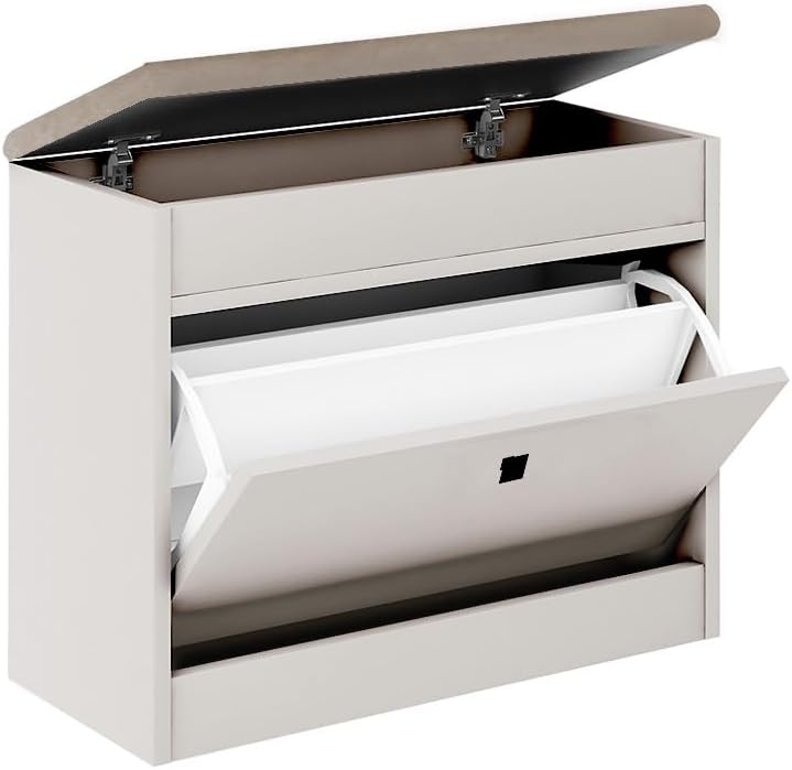Schuhschrank 55x64x28 cm mit öffnenden Sitz - Praktische Schuhkipper mit Klappe für Optimale Schuhau