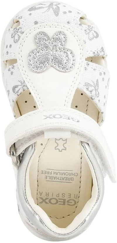 Geox Baby-Mädchen B Elthan Girl C Erste Schritte 22 EU White Silver, 22 EU White Silver