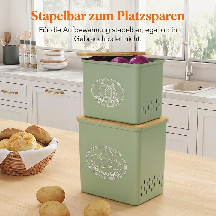 Lifewit Kartoffel Aufbewahrungsbox, 2er Set Grosse Kunttsoff Vorratsdosen für Kartoffel Zwiebel knob