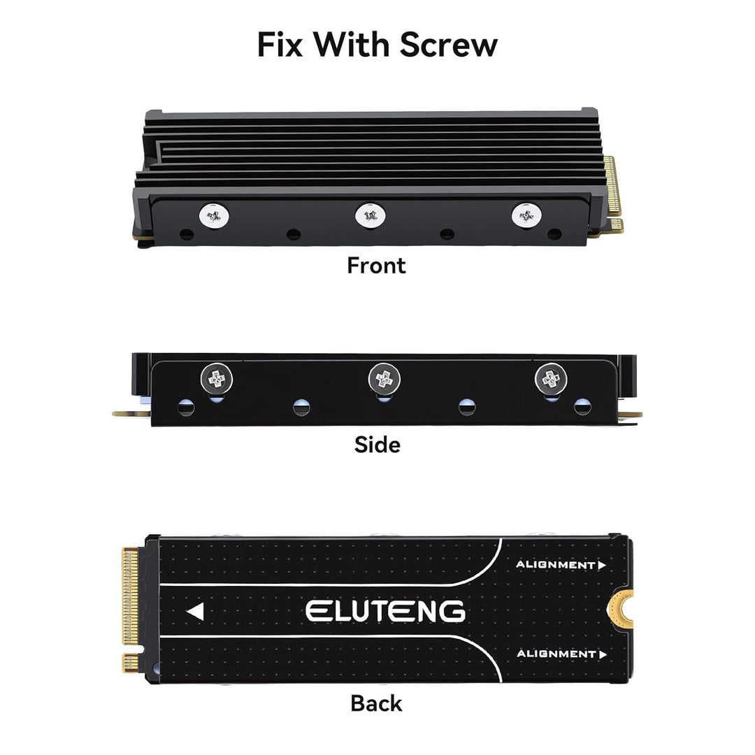 ELUTENG M.2 Kühlkörper für 2280 M.2 SSD, 2 Stück Aluminium Doppelseitiger mit 4 Silikon Wärmeleitpad