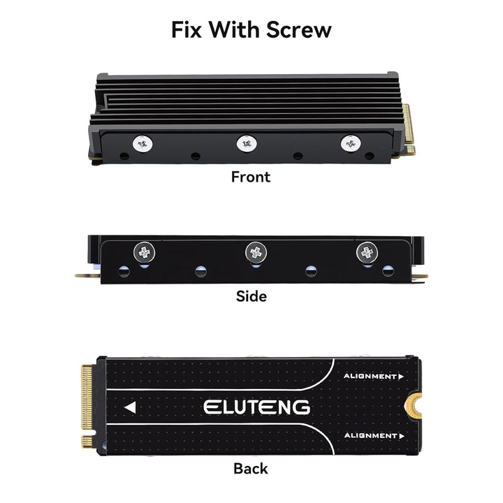 ELUTENG M.2 Kühlkörper für 2280 M.2 SSD, 2 Stück Aluminium Doppelseitiger mit 4 Silikon Wärmeleitpad