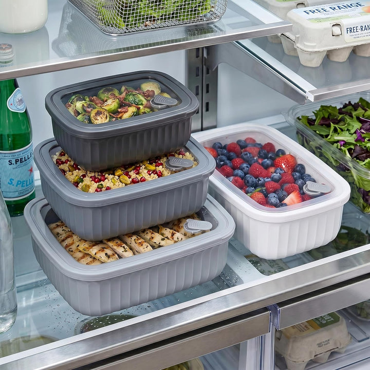Arendo – Lunchbox - Vorratsdosen Set mit Deckel – 4 Dosen bis zu 4 Liter – Dampf-/Druckventil – inei