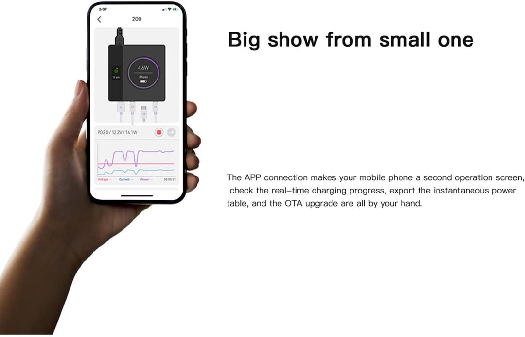 ISDT Power 200 Serie USB C Ladegerät,200W Handy Ladegerät mit 4 USB+1 Kabelloses Ladegerät,APP-Verbi