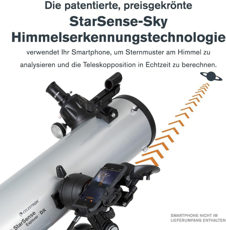 Celestron 22461 StarSense Explore DX 130 Newtonsches Spiegelteleskop mit Smartphone-App-fähiger Tech