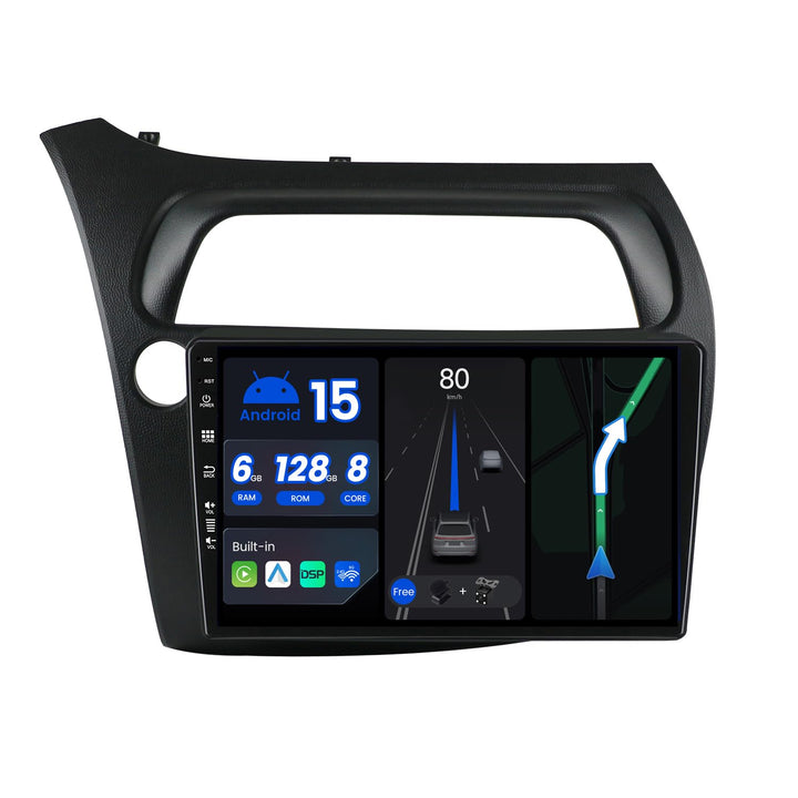 [6G+128G, Octa Core] - Android 15 Autoradio für Honda Civic (2006-2012) - Kabellos CarPlay/Android A