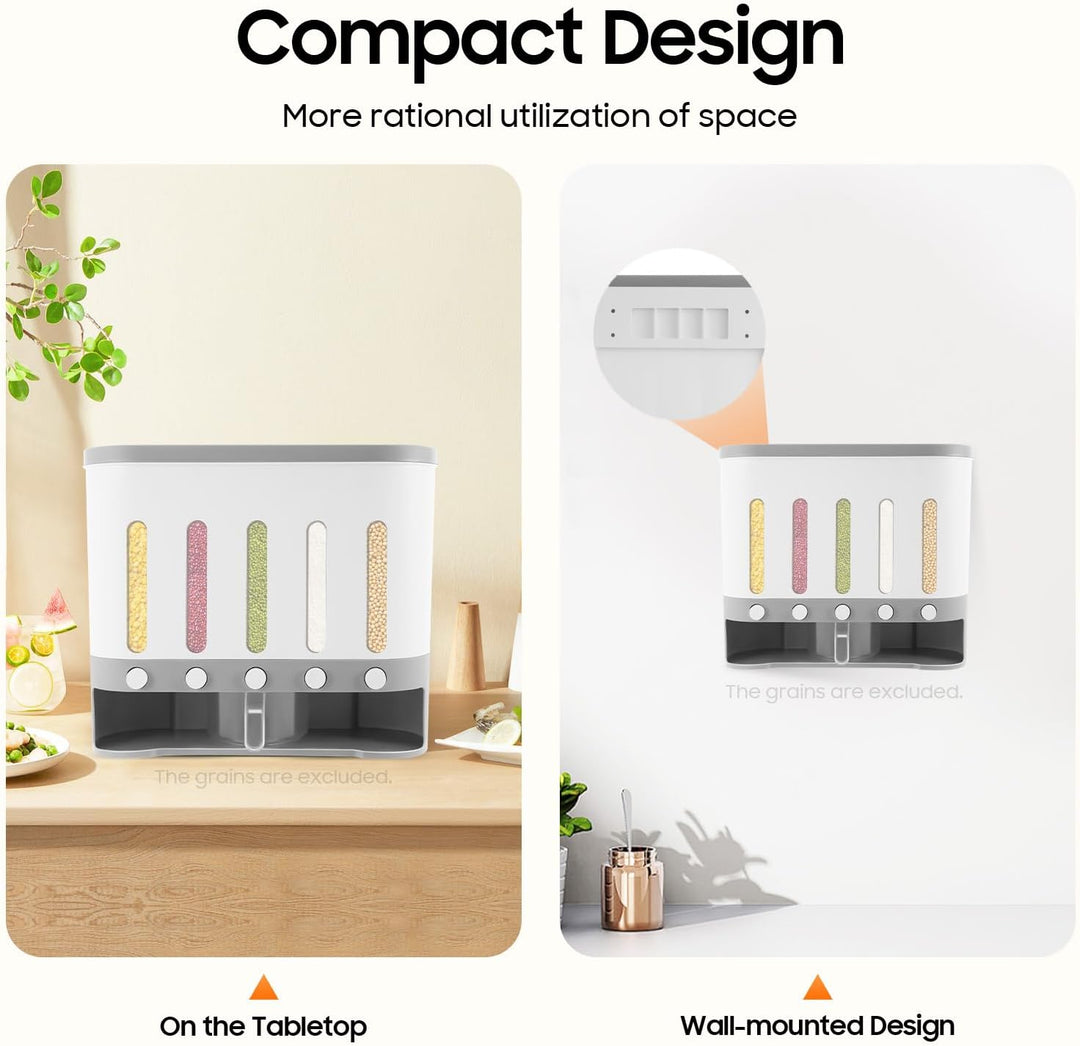 Wandmontage Getreidespender, Modern Vorratsdosen Getreidespender, 5 Fächer Vorratsdosen, KüChen Wand