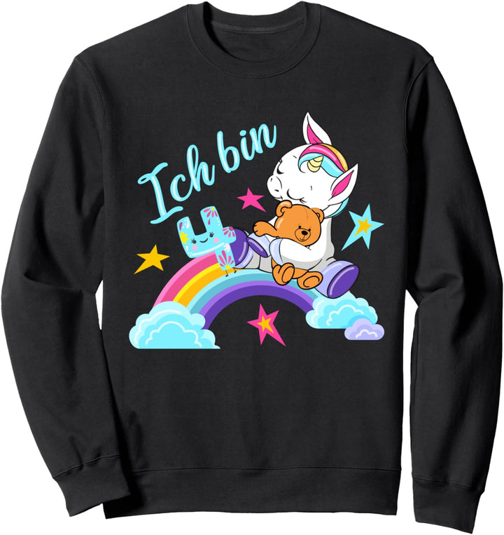 Mädchen 4. Geburtstag Einhorn Teddy Kinder Sweatshirt