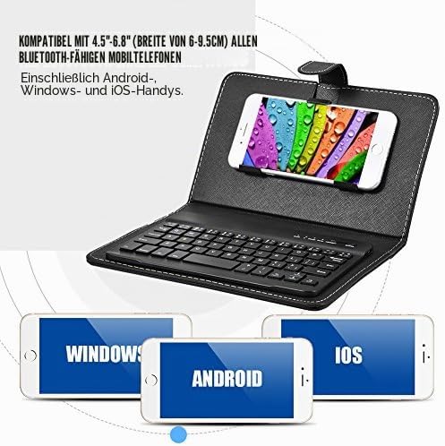 Topiky Telefon Universal Wireless Bluetooth Tastatur, Flip Magnetic Leather Travel Tragetasche mit S