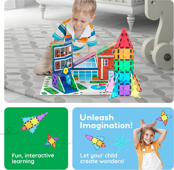 PicassoTiles 32 Stück Magnetisch Building Block Rocket Booster Thema Set Magnet Konstruktion Spielze