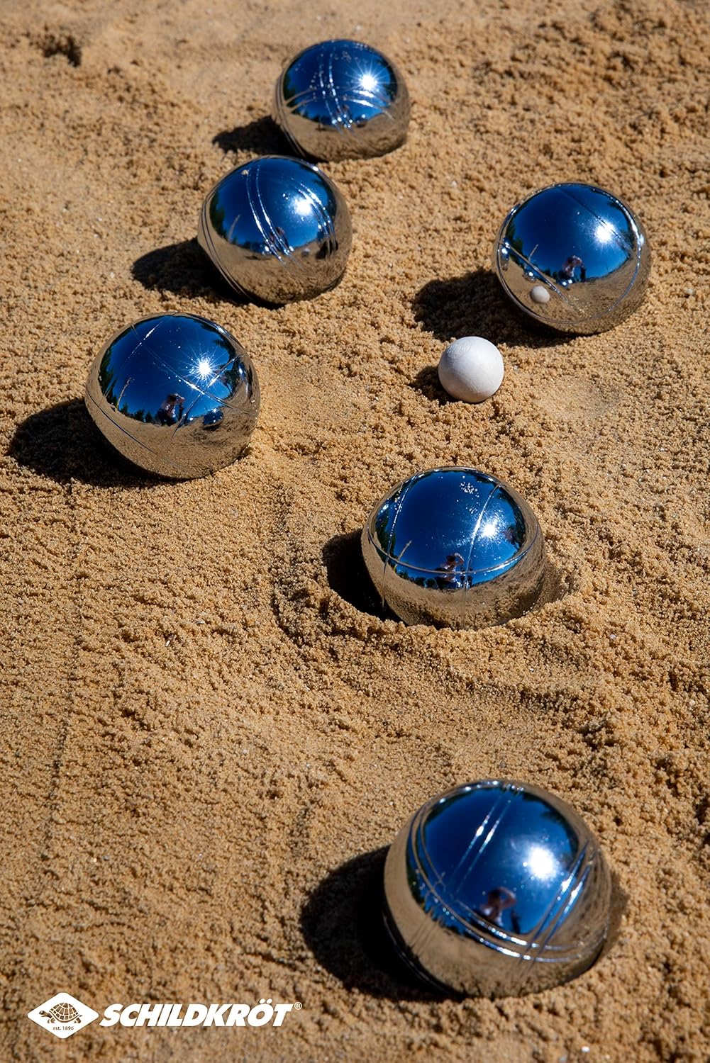 Schildkröt Boule, Boccia, Petanque Set, 2X 3 Stahlkugeln, 1x Zielkugel inkl. Abstandsmesser, in wied