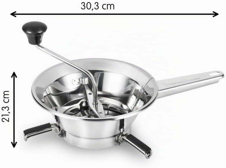 Moulinex Classic manuelle Gemüsemühle aus Edelstahl, Kleines Modell, Einfaches Mahlen, Pürees, Suppe